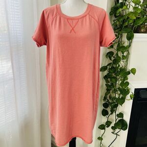 True Craft Coral Orange Jersey Knit Soft Cozy Comfy Casual Dress - Size XL
